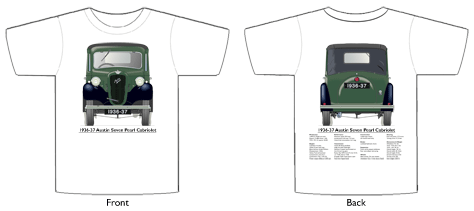 Austin Seven Pearl Cabriolet 1936-37 T-shirt Front & Back